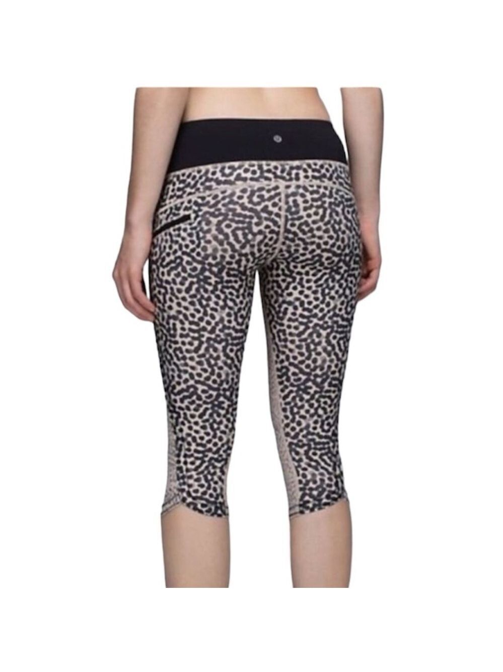 Lululemon Run Top Speed Crop Tights Cream Black Animal Print 4